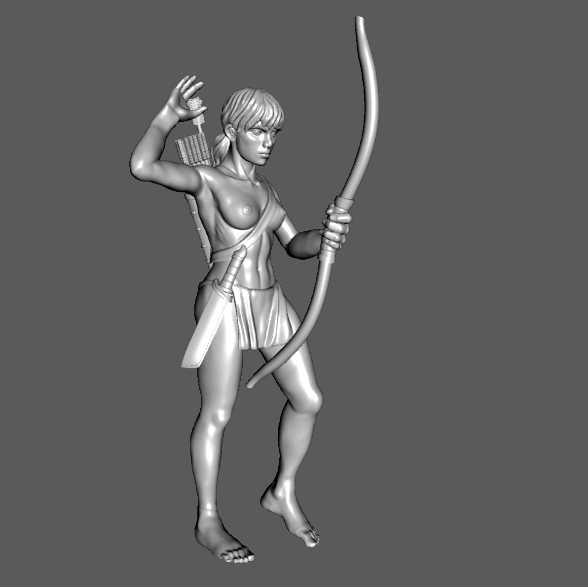 SK04b Levy Female Archer, Drawing Arrow, 28mm