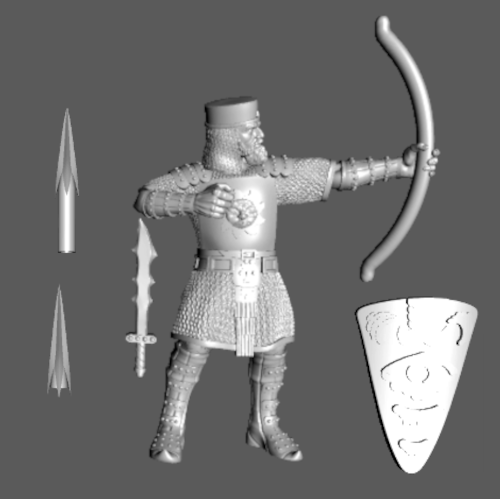 SA01c Salarvyàni Legion "Silver Standard" Heavy Archer, Drawing Bow 28mm