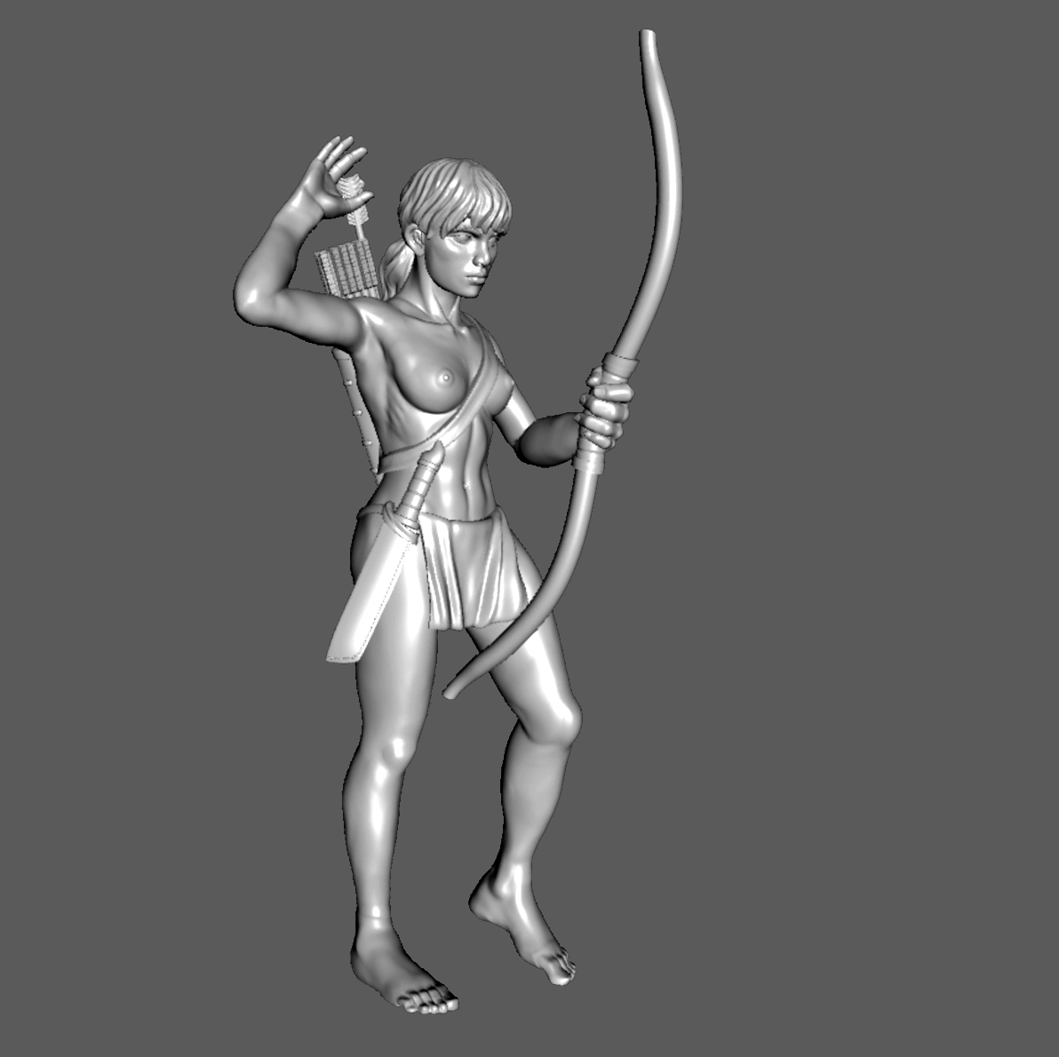 SK04b Levy Female Archers, Drawing Arrow, 28mm