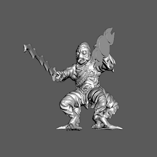 SS02b Ssú Warrior with Jagged Sword and Shield, 28mm