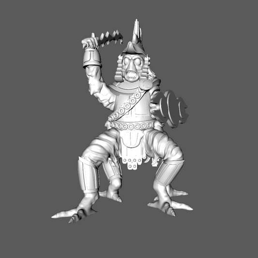 SS07a Medium Armored Ssú Warrior with Sword and Shield, 28mm