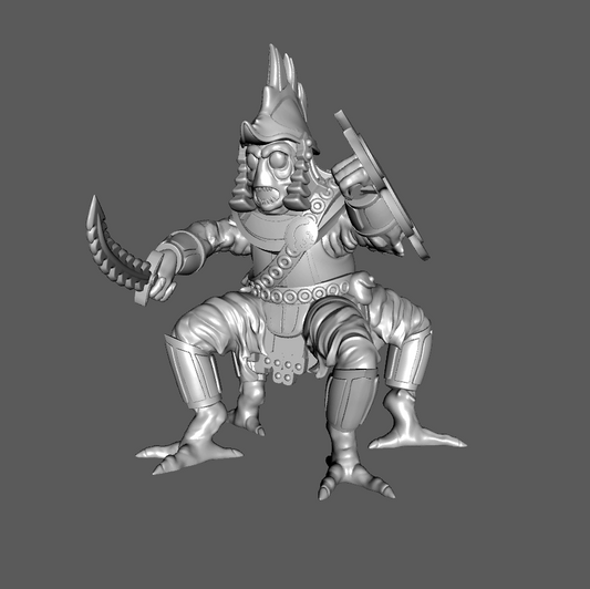 SS07c Medium Armored Ssú Warrior with Sword and Shield, 28mm