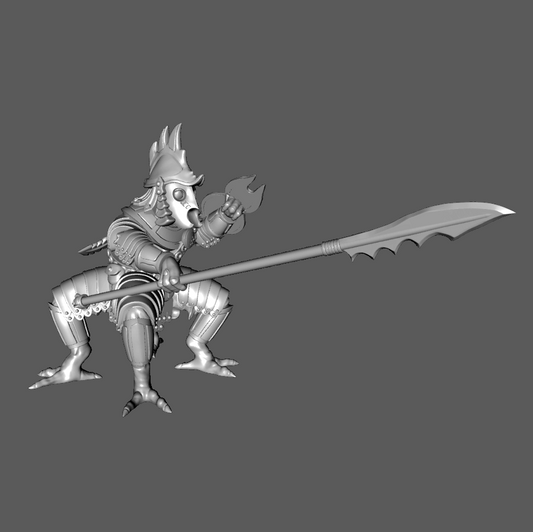 SS08d Heavy Armored Ssú Warrior Thrusting with Spear and Shield, 28mm