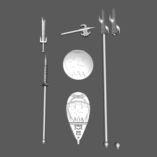 YK04 Yán Koryáni "Mighty of Yán Kòr" Weapons and Shields, 28mm